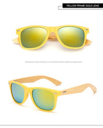 GY Vintage Bamboo Sunglasses Men Retro Handmade Bamboo Wood Goggles Male Mirror Uv400 Protection Square Wooden sunglasses women