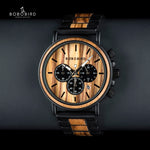 BOBO BIRD Unique Dial Stopwatch Bamboo Wooden Watches Men Wrist Watch With Date Create clock Gift In Wood Box saat erkek