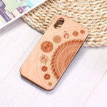 Real Bamboo Engraved Cosmic Space Mandala Wood Phone Case Funda For iPhone 6 6S 6Plus 7 7Plus 8 8Plus XR X XS Max 11 Pro Max