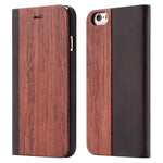 Wood Soft PU Wallet Case For iPhone 11 8 7 6S 6 Plus Genuine Bamboo Flip Leather Stand Case For iPhone XR XS 11 Pro Max X Cover