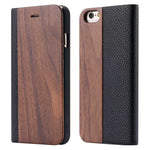 Wood Soft PU Wallet Case For iPhone 11 8 7 6S 6 Plus Genuine Bamboo Flip Leather Stand Case For iPhone XR XS 11 Pro Max X Cover