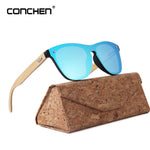 CONCHEN Wooden Sunglasses For Women Fashion Brand Designer UV400 Mirror Lenses Bamboo Sunglasses For Men 2019 New Arrival