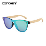 CONCHEN Wooden Sunglasses For Women Fashion Brand Designer UV400 Mirror Lenses Bamboo Sunglasses For Men 2019 New Arrival