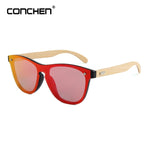 CONCHEN Wooden Sunglasses For Women Fashion Brand Designer UV400 Mirror Lenses Bamboo Sunglasses For Men 2019 New Arrival