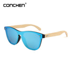 CONCHEN Wooden Sunglasses For Women Fashion Brand Designer UV400 Mirror Lenses Bamboo Sunglasses For Men 2019 New Arrival