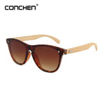 CONCHEN Wooden Sunglasses For Women Fashion Brand Designer UV400 Mirror Lenses Bamboo Sunglasses For Men 2019 New Arrival