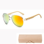 Bamboo pilot Sunglasses Men Wooden metal Women pilot Brand Designer Mirror Sun Glasses for women men with case retro de sol