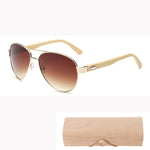 Bamboo pilot Sunglasses Men Wooden metal Women pilot Brand Designer Mirror Sun Glasses for women men with case retro de sol