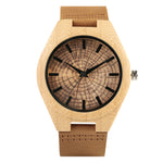 Trendy Stylish Hand-made Quartz Wooden Watches for Men Women Wood Grain Genuine Leather Wristband Clasp Wristwatch