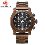 SIHAIXIN Wooden Watch Male Waterproof relogio masculino Bamboo Watches For Men Chronograph Military Quartz Date Clock Wood Men