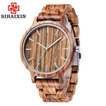 SIHAIXIN Vintage Wood Watch Male Sport Simple Wooden Wrist Watch Quartz Man With All Bamboo Band Clock Men relogio