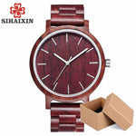 SIHAIXIN Vintage Wood Watch Male Sport Simple Wooden Wrist Watch Quartz Man With All Bamboo Band Clock Men relogio
