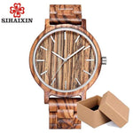 SIHAIXIN Vintage Wood Watch Male Sport Simple Wooden Wrist Watch Quartz Man With All Bamboo Band Clock Men relogio